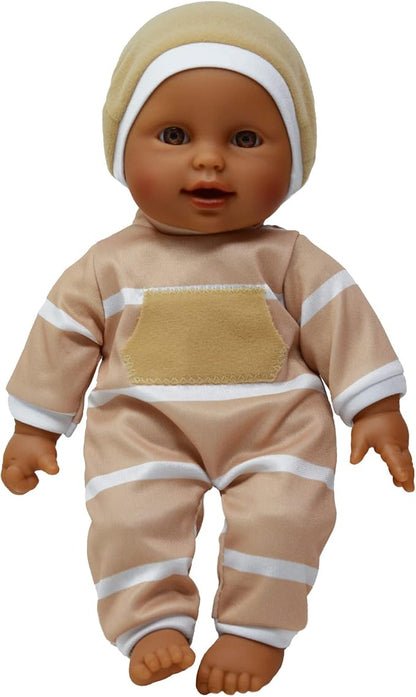 The New York Doll Collection 11 inch Soft Body Baby Doll in Gift Box - 11" Doll Toy for Kids, Boys, Girls and Toddlers - Baby Doll Pacifier Accessory Included (Beige Hispanic)