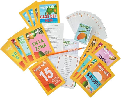 MANGO Math 15 Pack - Math Flash Cards - Educational Math Games for Kids - Multiplication, Division, Fractions Games & Learning Kit -2nd 3rd 4th Grades - Kids 6-12 - Set of 15 Games - Spanish Version