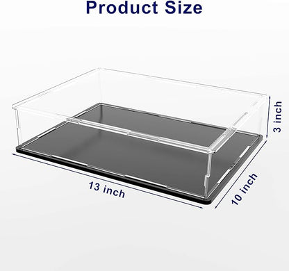 SVENJBB Display Case for Book, 13x10x3 Inch Book Acrylic Box for Display, Clear Acrylic Display Cases with Matte Black Base for Stamps, Coins, Cards and Jewelry