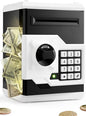 Piggy Bank for Girls Boys Large Electronic Money Coin Banks with Password Protection, Automatic Paper Money Scroll Saving Box, Great Gift for Kids(Black-White)