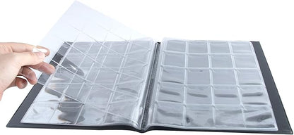 Uncle Paul 200 Pockets Coin Albums - 43x42 mm/1.7x1.6 inch Pocket Black Coin Book 10 Pages Coin Collection Holder Letter Size Coin Storage Book CS0220BK