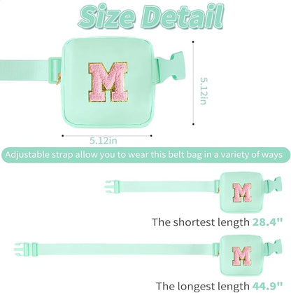 Mini Belt Bag Fanny Pack with Initials Letter Patch Small Crossbody Bags Cute Stuff Birthday Gifts for Teenager Girls Trendy Stuff for Teens - Light Green,M