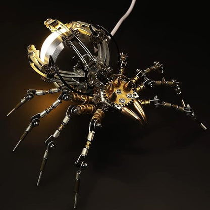 Metalkitor Steampunk Spider Desk Lamp - 3D Metal Puzzle with Light, 512 Pieces DIY Assembly Kit for Kids and Adults - Brain Teaser Desk Ornament
