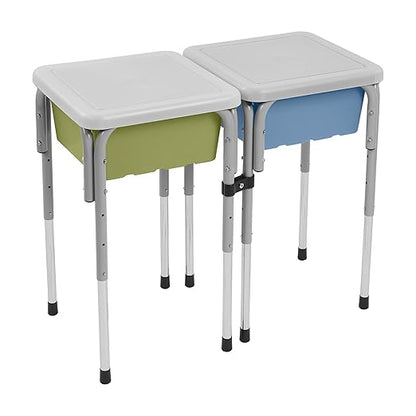 ECR4Kids 2-Station Sand and Water Adjustable Play Table, Sensory Bins, Fern Green/Powder Blue