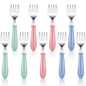 Chumia 9 Pieces Stainless Steel Toddler Forks, Kids Safe Utensils Set Baby Kids Self Feeding Training Cutlery with Round Handle, Stainless Steel Metal Flatware for Children Boys Girls, Dishwasher Safe