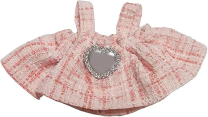 17cm Doll Clothes Set for 5.91-6.7“ (15-17cm) Dolls, Cute Premium Fashion Doll Outfit with Accessories for LA BUBU-Light Pink Plaid Tweed Dress +Plaid Bow