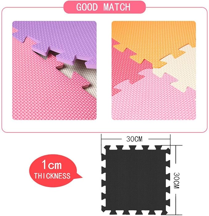 YIMINYUER® 20 Tiles (30cm×30cm×1cm Each Tile) Baby Soft Puzzle Play Mats, Kids Thick EVA Foam Floor, Toddlers & Children's Soft Interlocking Mat R07R08R12G301020