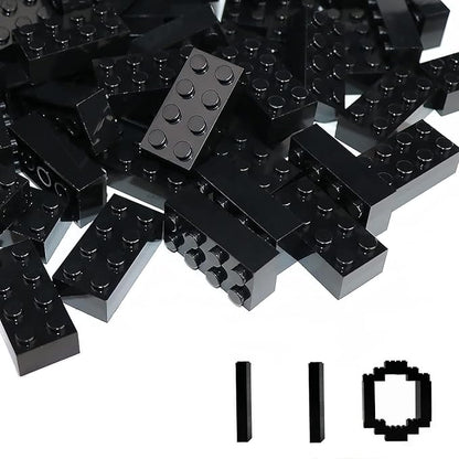 Classic Building Bricks 2x4, Compatible with Lego Parts and Pieces 3001, 110 Piece Bulk Building Block, Creative Building Block for Age 6+ Boys Girls and Bulk Enthusiast (Black)