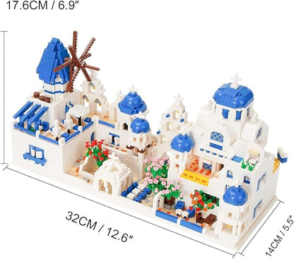 Santorini Greece Micro Brick Building Set (4310 Pieces) – Landmark Model Educational Toy Gift for Kids and Adults