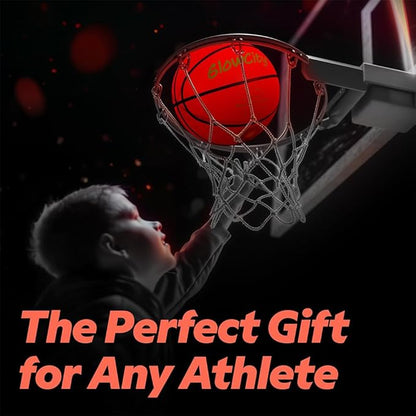GlowCity Glow in The Dark Basketball for Teen Boy - Glowing Red Basket Ball, Light Up LED Toy for Night Ball Games - Sports Stuff & Gadgets for Kids Age 8 Years Old and Up. Great Gift for Boys & Girls