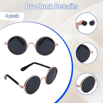 4pcs Mini Doll Glasses, Cute Tiny Sunglasses for Most Dolls Outfit and Toys Clothes Set Decorations with Metal Frame Multi-Color Lenses Fashion Eyewear Accessories (Color 1)