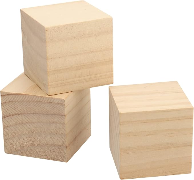 60 PCS 2 x 2 x 2 Inch Unfinished Wood Blocks, Natural Solid Square Wood Blocks Wooden Cubes for Craft Carving Painting Decoration