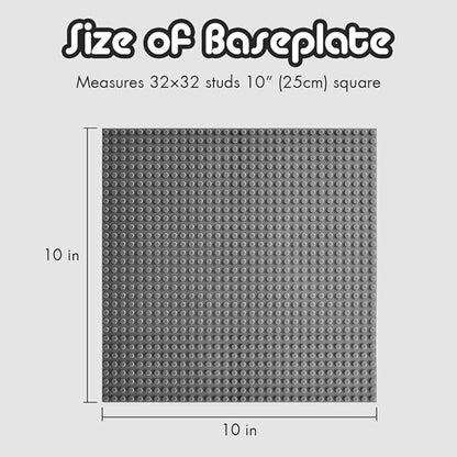 Lekebaby Classic Baseplates Building Base Plates for Building Bricks 100% Compatible with Major Brands-Baseplate 10" x 10", Pack of 6, Grey