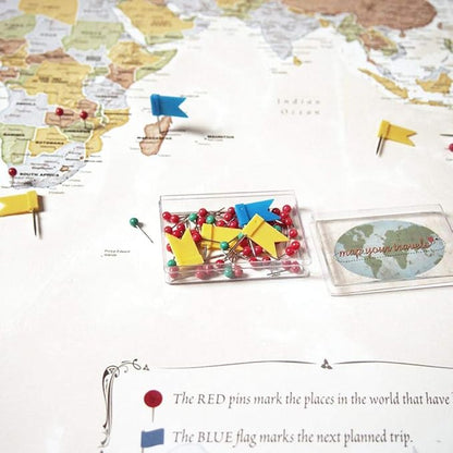 Map Your Travels World Travel Map Framed- 33 inches x 21 inches