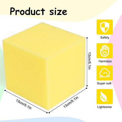 TRENDBOX 48 PCS 5" x 5" x 5" Foam Pit Blocks Sponge Cubes Foam Pit Cubes Sponge Blocks for Amusement Park, Gymnastics, Freerunning and Parkour Courses - Yellow
