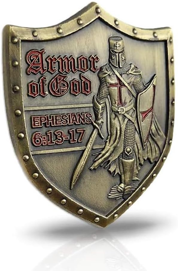 Put On The Whole Armor of God Challenge Coin Eph 6:13-17 3D Religious Collectible Coin (Pack of 6)