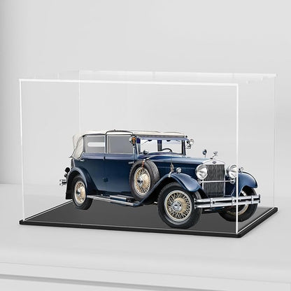 SVENJBB Acrylic Display Case, 13x6.7x6.3 Inch Cube, Clear Acrylic Boxes with Matte Black Base for 1:18 Scale Diecast Model Car