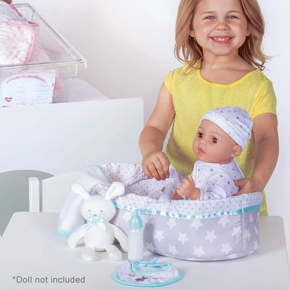 ADORA Adoption Babies Essentials Gift Set with Doll Clothes, Milk Bottle, Diaper, Bassinet, Bib and Micro-Fleece Blanke, Birthday Gift for Ages 3+ - Sweet Star