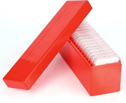 Plastic Coin Slab Storage Box – 20-Slot Coin Holder Organizer Case Fits for PCGS NGC PMG PCCB Slabs, Secure Coin Collection Box for Collectors, Home, Office, Bank Use (Box Only, Red)