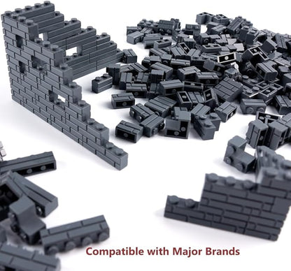Classic Masonry Profile Bricks Pieces: 340 PCS Wall Accessories Building Block Parts Sets(Dark Gray)