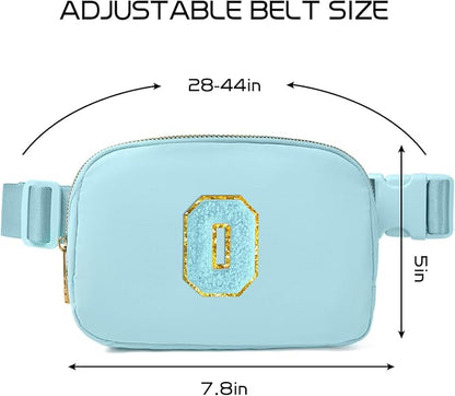 Gitus Gifts for 8 9 10 11 12 Year Old Girls Belt Bag Fanny Pack Crossbody Bags with Initial Letter Patch Cute Stuff Birthday Gifts for Teen Girls Women Personalized Trend Stuff (Icing Blue-O)