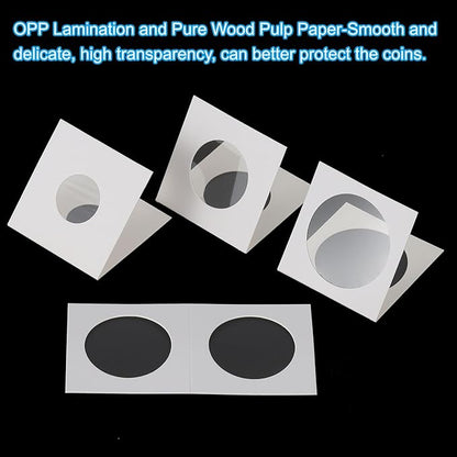 PATIKIL 2x2 Coin Flips, 350 Pack 35mm Cardboard Coin Holder Paper Coin Holders for Coin Collection Supplies Collector, White