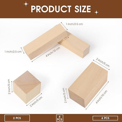 Claities 12 Pcs Basswood Carving Blocks Set, 3 Different Sizes (2x2x2, 4x1x1, 4x2x2 Inch) for Wood Carving Crafts