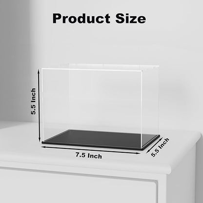 SVENJBB Mini Helmet Display Case, 7.5x5.5x5.5 Inch Acrylic Box for Display, Clear Acrylic Display Cases with Matte Black Base for Football Mini Helmet Protection
