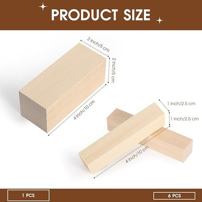 7 Pcs Basswood Blocks for Carving & Whittling - 2 Sizes (4x1x1 & 4x2x2 Inches), Premium Wood Set, Ideal for Crafts, Model Building, and Artisans (Carving & Whittling Wood)
