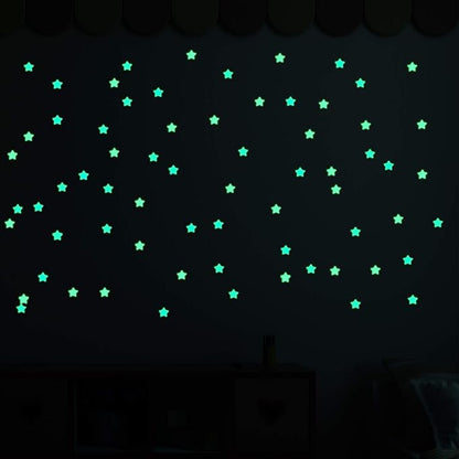 AM AMAONM 100 Pcs Colorful Glow in The Dark Luminous Stars Fluorescent Noctilucent Plastic Wall Stickers Murals Decals for Home Art Decor Ceiling Wall Decorate Kids Babys Bedroom Room Decorations