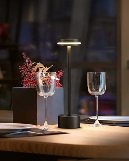 PUSU Cordless Table Lamp Set of 2, Battery Powered LED Desk Lamp Portable Table Lights 3-Level Brightness Touch Control, Lighting for Home Office Bedroom Hotel Restaurant Outdoor Night Light(Black)