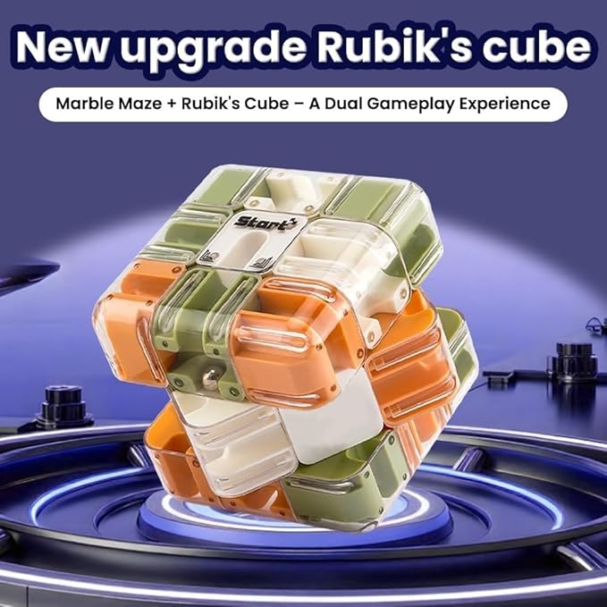 2pcs Large Labyrinth 3D Puzzle Maze Cube,Engaging Brain Teaser Toy,3D Magic Cube Maze Ball Puzzle for Stress Relief & Logic Development (Green + Orange)