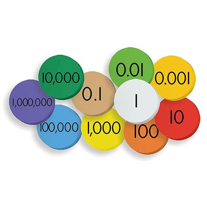 Essential Learning Sensational Math 10-Value Decimals to Whole Numbers Place Value Discs Set, Ages 8+ (ELP626638)
