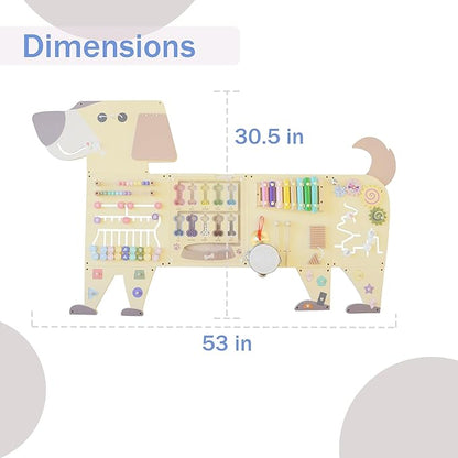 Dog Activity Wall Busy Board Panels, Toddler Learning Activity Center, Montessori Sensory Activity Board, Educational Toys for Children’s Playroom & Daycare