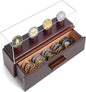 Challenge Coin Display Case, Military Coin Collection Holder with Wooden Coin Box, Drawers, and Clear Acrylic Lid – Gifts for Coins Collectors (4 Pillars)