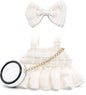 17cm Doll Clothes - Premium Handmade Clothes 3 Piece Set Bowknot & Bag & Dress Adjustable Doll Outfit - Luxury Chic Style Set High-End Fashion Accessories (No Doll) - White Bow Set