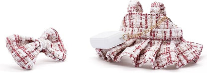 Doll Clothes for 17cm Dolls, Premium Handmade Fashion Clothes 3 Piece Set Including a Bag, Clothes and Bow with High-End Dolls Accessories for Play & Display - Red (No Doll No Logo)