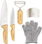 Kibbidea Kids Knife Set 4-Pieces, Stainless Steel, Wooden Handle Kids Knives for Real Cooking, Child Friendly Chef Knife for Cutting Chopping, BPA-free Kitchen Knives for Teenager 8-12