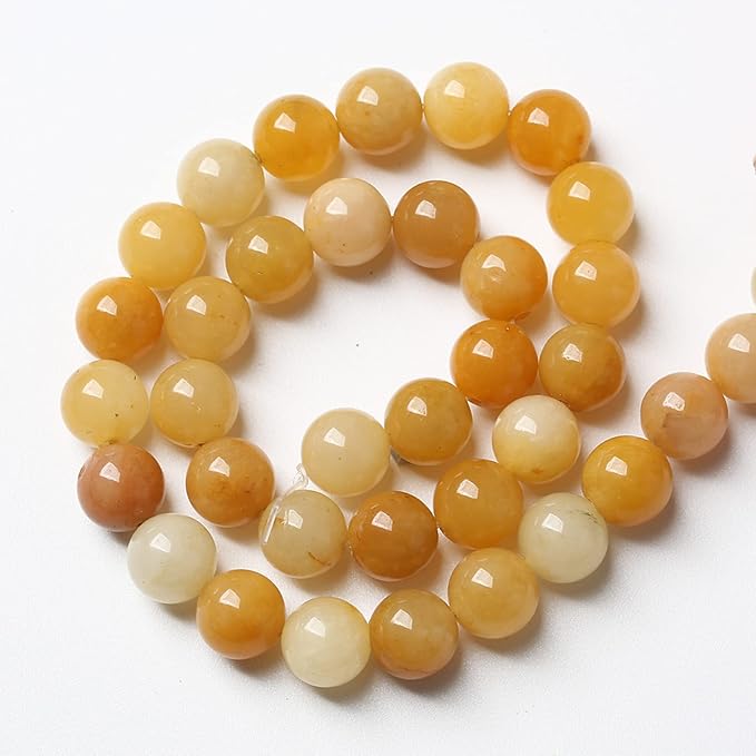12MM 32PCS Natural Stone Yellow Jade Loose Beads for Jewelry Making DIY Bracelet 1 Strand