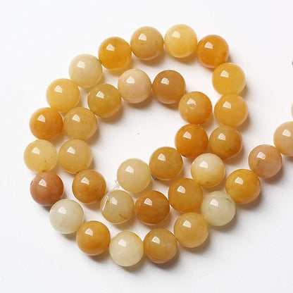 12MM 32PCS Natural Stone Yellow Jade Loose Beads for Jewelry Making DIY Bracelet 1 Strand