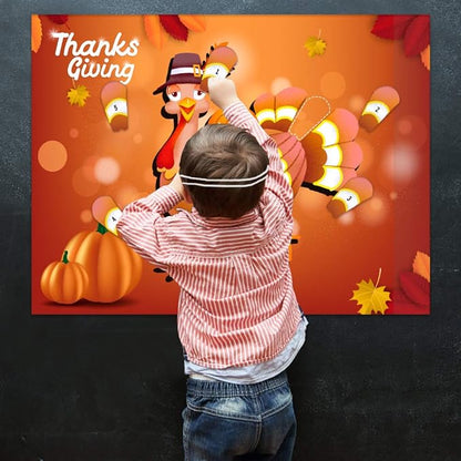 Thanksgiving Games - 26.5"x20" Pin The Tail on The Turkey Thanksgiving Games for Kids Thanksgiving Party Decoration Supplies Thanksgiving Activities for Family School Classroom