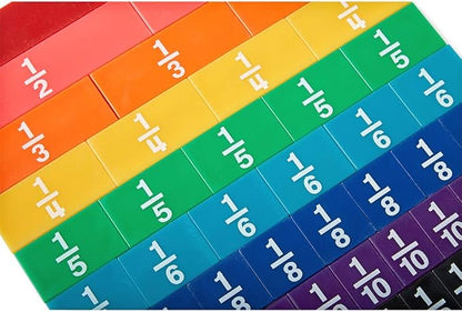 hand2mind Plastic Rainbow Fraction Tiles, Montessori Math Materials, Fraction Manipulatives, Unit Fraction, Fraction Bars Math Manipulatives, Fraction Games, Homeschool Supplies (15 Sets of 51 Pieces)
