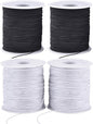 Stretchy String for Bracelets, 4 Rolls 1 mm Sturdy Elastic String Elastic Cord for Jewelry Making, Necklaces, Beading (2 Black+ 2 White)