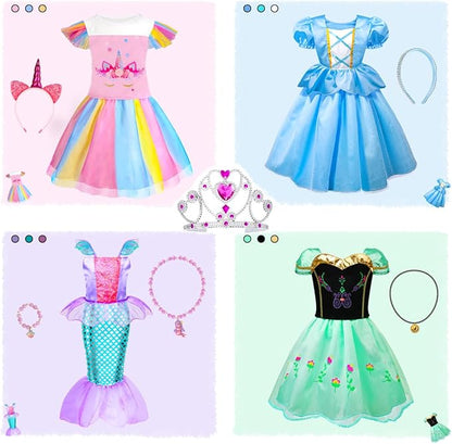Meland Princess Dress Up - Dress Up Clothes for Girls with Toys,Christmas Birthday Gift for Toddler Girls 3,4,5,6,7,8 Years