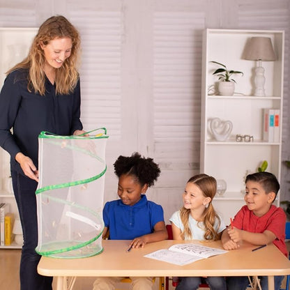 Insect Lore Butterfly Garden - Pavilion School Kit with 33 Live Caterpillars - 2ft Tall Habitat, STEM Activity Journal, Cups & Tools Included - Immersive Classroom Life Cycle Learning