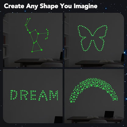 AOWDIAO Glow in The Dark Star Stickers – 630 Pieces (4 Sizes) – Luminous Ceiling & Wall Decor for Kids’ Bedroom, Nursery, Party
