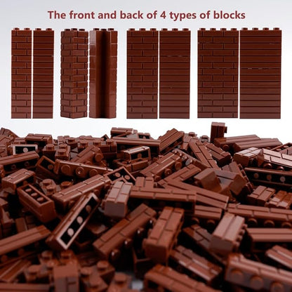 Classic Wall Bricks Building Block: 340 PCS Masonry Profile Brick Parts and Pieces Sets(Brown)