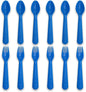 12 Pcs Kids Spoons and Forks Toddler Utensils Plastics Reusable Silverware Baby Cutlery Set Feeding Dinnerware Utensils BPA Free Microwave Dishwasher and Freezer Safe- Blue