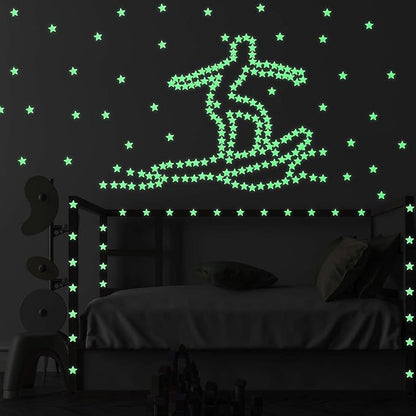 AM AMAONM 100 Pcs Yellow Glow in The Dark Luminous Stars Fluorescent Noctilucent Plastic Wall Stickers Murals Decals for Home Art Decor Ceiling Wall Decorate Kids Babys Bedroom Room Decorations