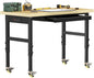 48" Adjustable Workbench, Work Bench Table with Wheels and Power Outlet, Rolling Workbench with Drawers, Large Load Capacity Garage Workbench for Workshop,Office,Home